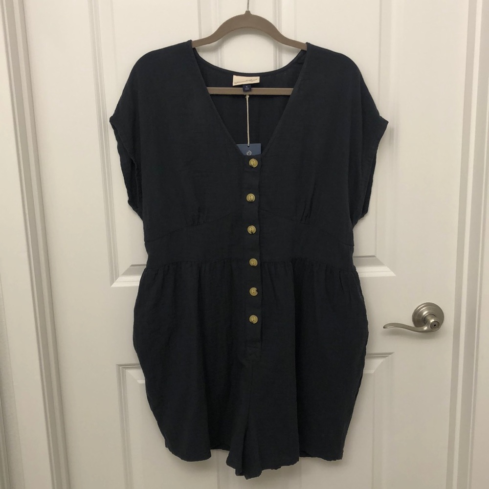 NWT Charcoal grey cotton romper